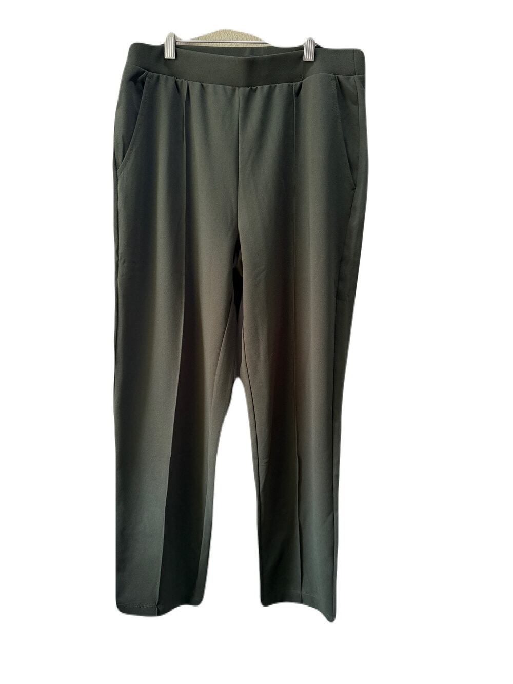 Loft Ponte Elastic Waist Stretch Pull On Olive Pants Trousers Work Casual Size M